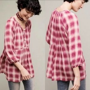 Anthropologie Maeve Plaid Top